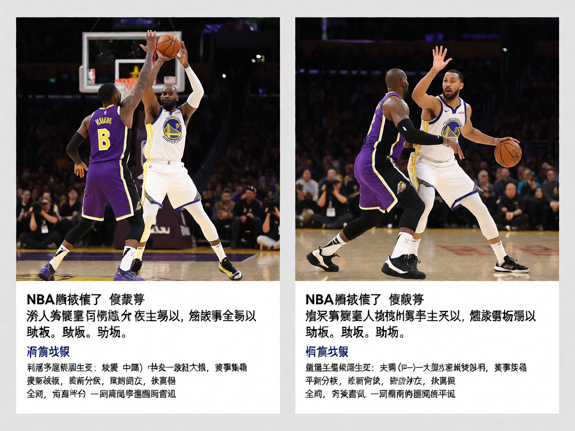 NBA比赛现场，湖人对阵勇士的精彩对抗瞬间